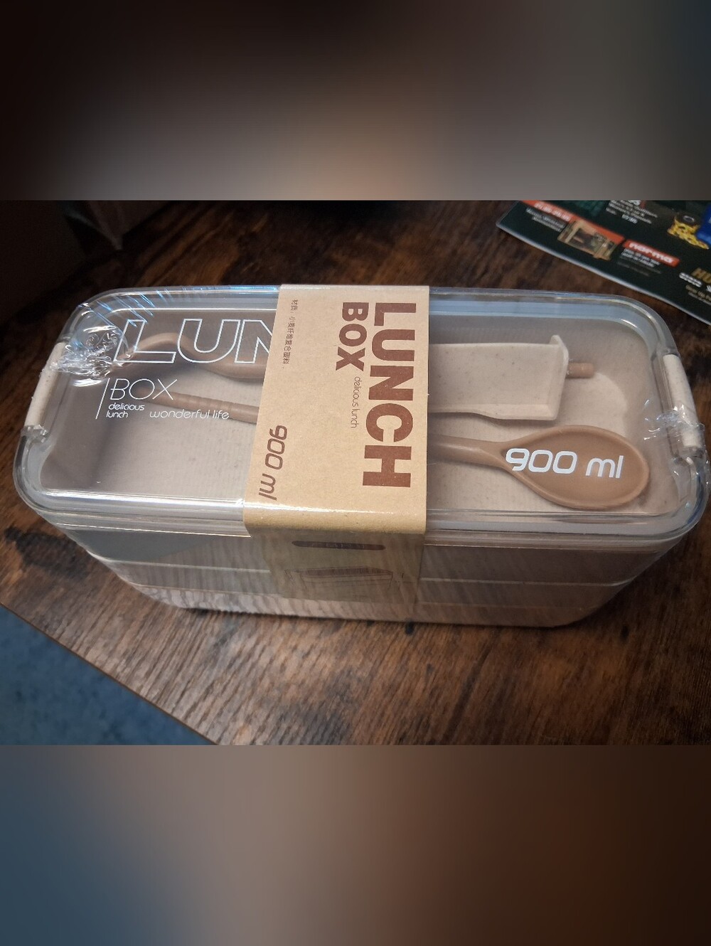 Lunch Box 900ml Beige Eco-Friendly Bento